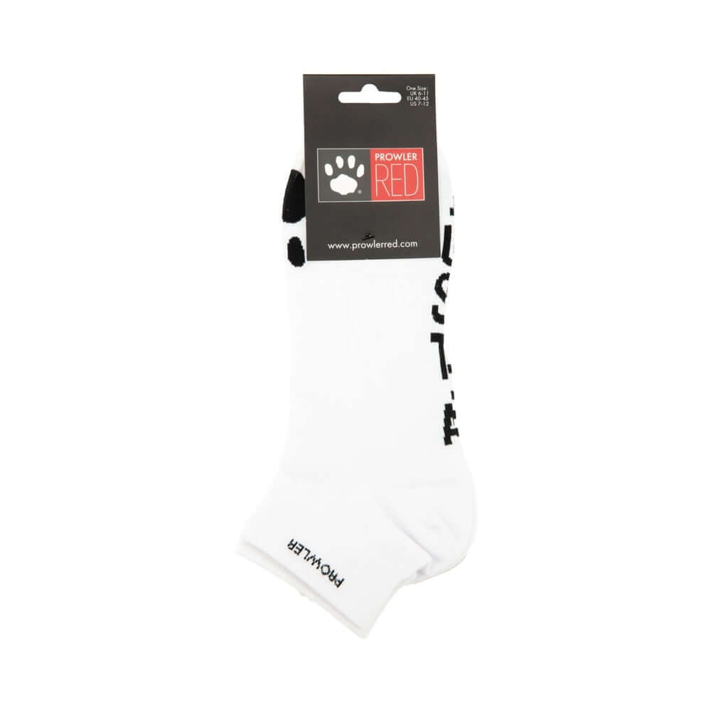 Prowler RED Ankle Sock Just A Hole displayed on packaging, featuring playful design and bold branding.