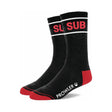 Prowler RED Sub Socks featuring a black design with red accents and the word SUB prominently displayed.