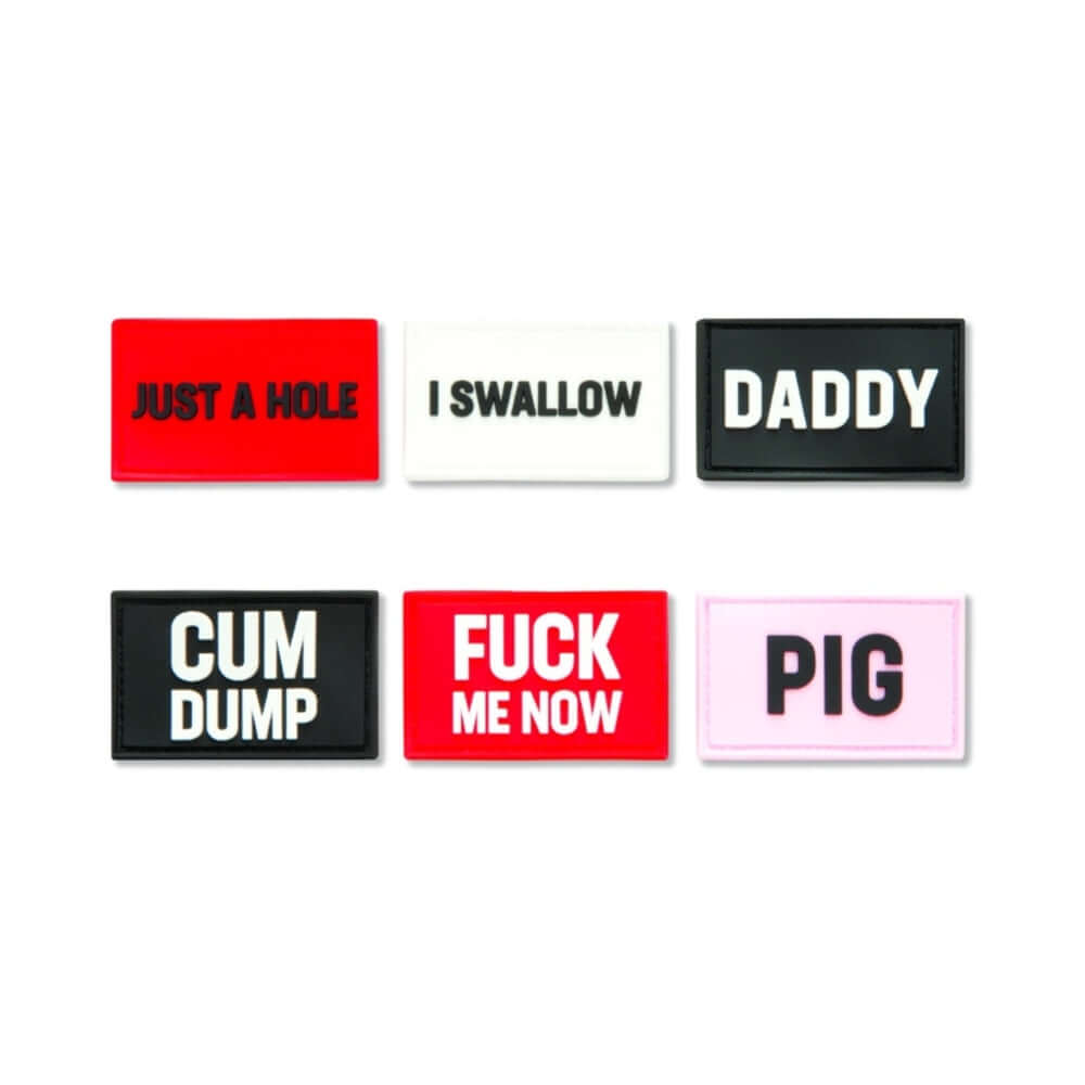 Prowler RED Switch Jock Badges Pack 1 showcasing six colorful badges with playful messages.