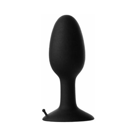 Prowler RED Weighted Butt Plug Black Small with smooth tapered shape for comfortable stimulation.
