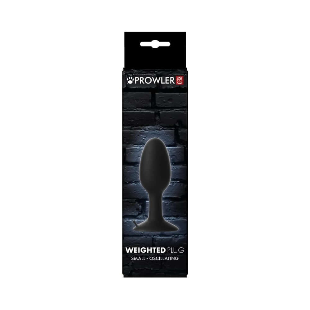 Prowler RED Weighted Butt Plug Black Small packaging featuring smooth tapered design for easy insertion.