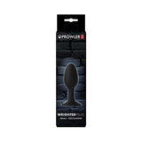 Prowler RED Weighted Butt Plug Black Small packaging featuring smooth tapered design for easy insertion.