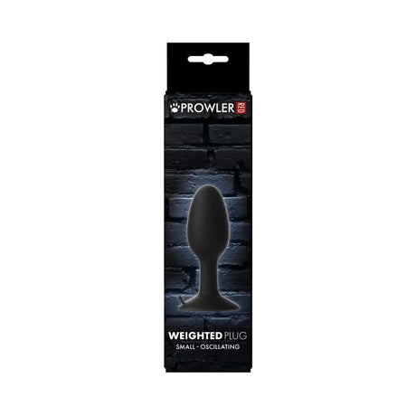 Prowler RED Weighted Butt Plug Black Small packaging featuring smooth tapered design for easy insertion.