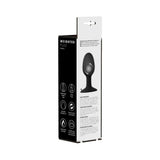 Prowler RED Weighted Butt Plug Black Small packaging showing features and design.