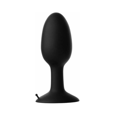 Prowler RED Weighted Butt Plug Black Medium featuring a sleek tapered design for comfortable insertion.