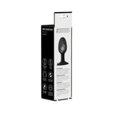 Prowler RED Weighted Butt Plug Black Medium packaging showing features and description