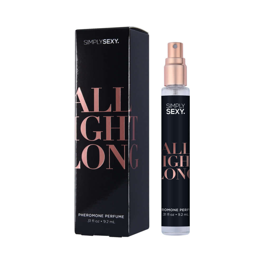 Simply Sexy Pheromone Perfume Spray All Night Long 0.31 Oz bottle and packaging