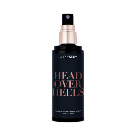 Simply Sexy Pheromone Body Mist Head Over Heels 3.35 Oz, flirty fruity-floral fragrance spray bottle.