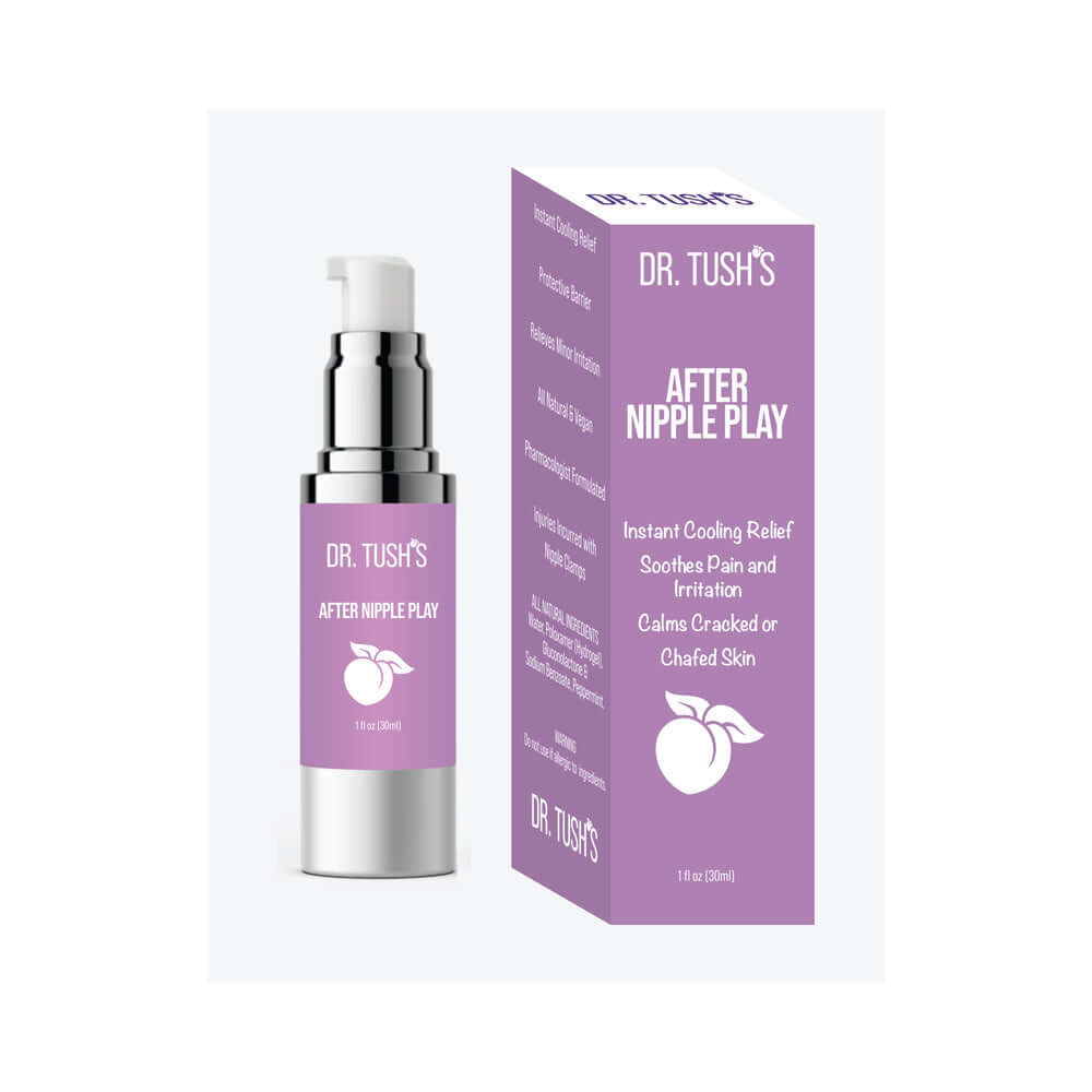 Dr Tushs After Nipple Play 1 Oz soothing gel for sensitive skin relief and nourishment after nipple stimulation.