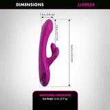 Dimensions of JimmyJane Touch-Me Pro Rabbit Vibrator, measuring 9.25 in. long and 1.4 in. wide.