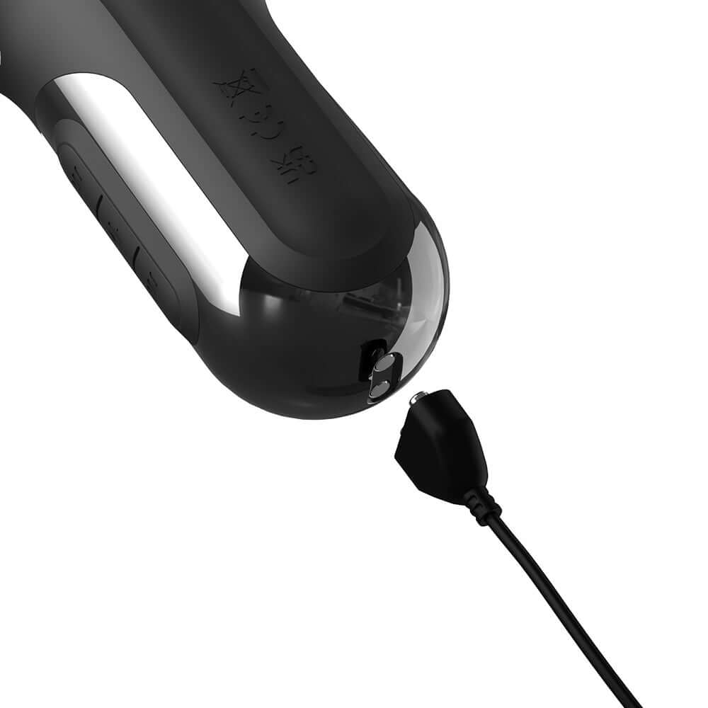 Close-up of the Fetish Fantasy Series Sonix Silicone Thruster charging port showing electrical connection.