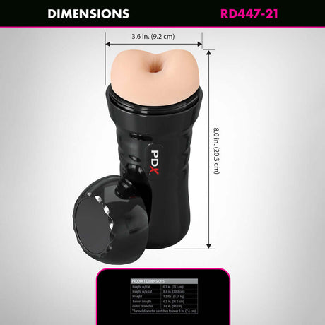 PDX Extreme Wet Bussies Super Bangin Butthole Light with dimensions and detailed view.