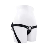 Evolved Giving Vibes Strap On Purple on a mannequin showcasing the unique strap design and fittings.