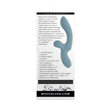 Evolved Take Your Flick Massager Blue product specifications and warranty details on packaging.