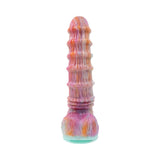 Evolved Fantasy Vibrating Dildo with Remote featuring multicolor silicone and unique texture.