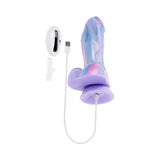 Evolved Mythical Vibrating Dildo with Remote in multicolor silicone and USB remote.