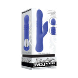 Evolved Pop Goes The O Vibrator Blue with powerful thrusting, vibrating, and bulging features in a sleek design.