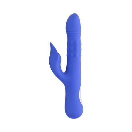 Evolved Pop Goes The O Vibrator Blue showcasing its innovative design for triple stimulation.
