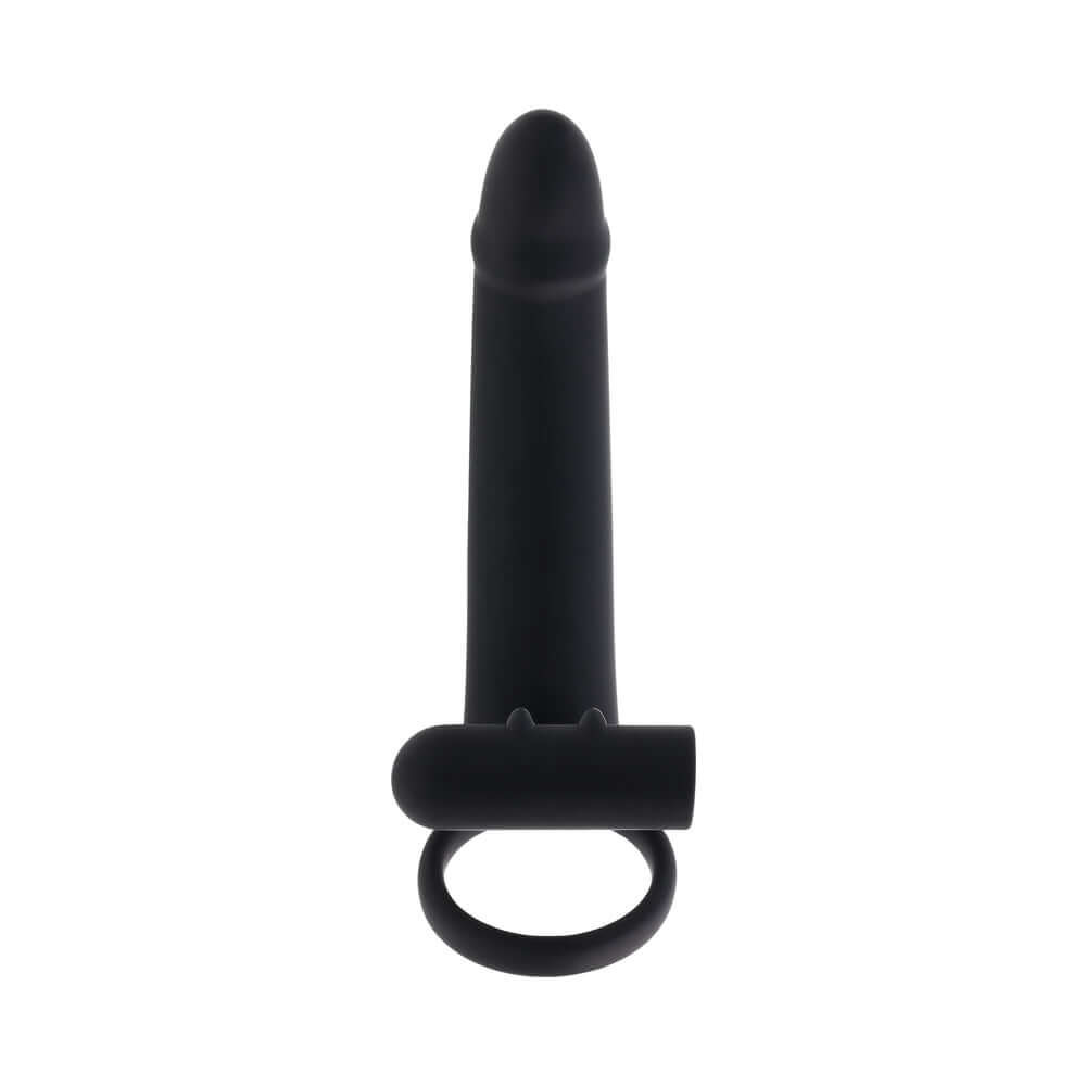 Gender X Full Swing Vibrating Dildo with Ring & Remote Control Black in sleek black for enhanced pleasure.