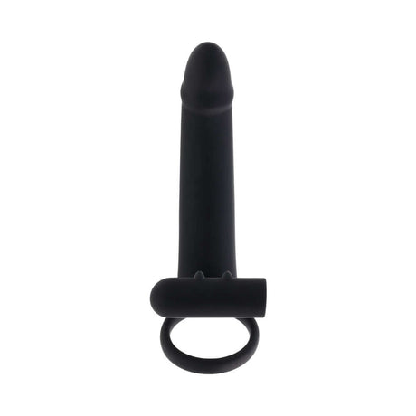 Gender X Full Swing Vibrating Dildo with Ring & Remote Control Black in sleek black for enhanced pleasure.