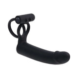 Gender X Full Swing Vibrating Dildo with Ring & Remote Control Black on a white background.