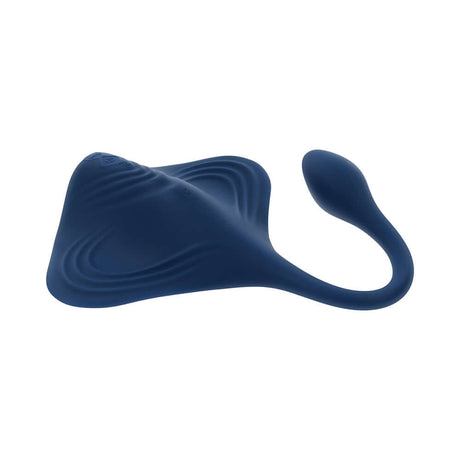 Gender X Daily Grind Blue stingray-shaped pleasure toy with flexible wings and a tapered plug.