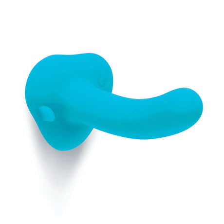 b-Vibe Every Body Strap-On Harness Set with 6 inch Dildo Peg in vibrant blue color, featuring smooth silicone texture.