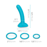 b-Vibe Every Body Strap-On Harness Set with 6 inch Dildo Peg dimensions including height and ring sizes.