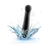 Mystim Right on Ron E-Stim Vibrator Black submerged in water, showcasing its sleek design and advanced features.