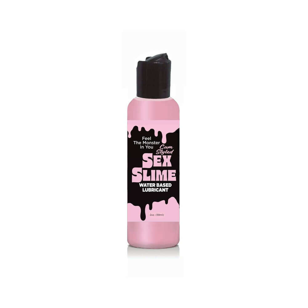 Sex Slime Cum Styled Water Based Lubricant 2 Oz Pink bottle with playful design for sensual encounters.