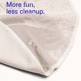 Dame Thro Waterproof Sex Blanket Oat showing soft, waterproof interior for easy cleanup and comfort during intimate moments.