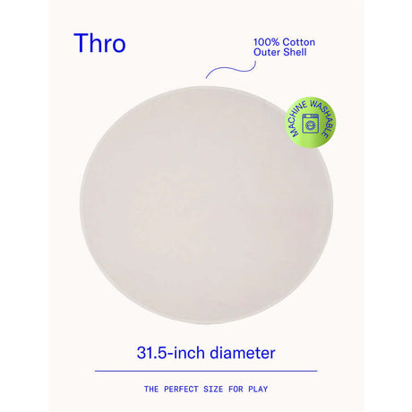 Dame Thro Waterproof Sex Blanket Oat, 31.5-inch diameter, 100% cotton outer shell, machine washable design.