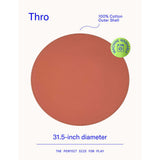 Dame Thro Waterproof Sex Blanket Copper displayed, featuring a 31.5-inch diameter with a 100% cotton outer shell.
