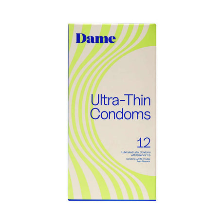 Dame Ultra Thin Condoms 12-Pack, ultra-thin condoms for enhanced sensitivity and natural feel during intimacy.