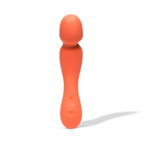 Dame Min Mini Wand Vibrator Papaya, small and powerful silicone vibrator for on-the-go pleasure.