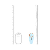 LoveLine Aurie AirTapTech Rechargeable Vibrator Blue shown next to a standard can for size comparison.