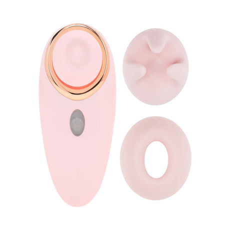 LoveLine Aurie AirTapTech Rechargeable Vibrator Pink with interchangeable attachments for enhanced pleasure.
