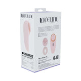 LoveLine Aurie AirTapTech Rechargeable Vibrator Pink packaging showcasing features and usage instructions.