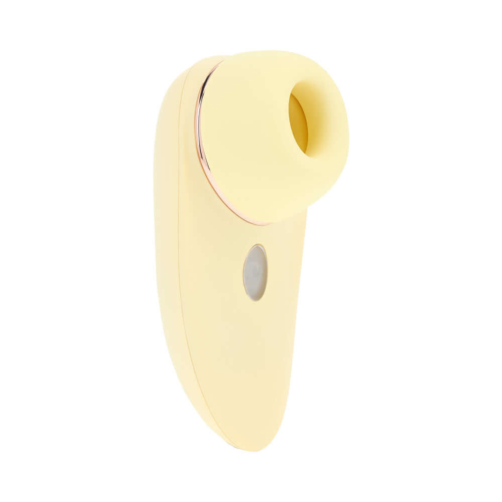 LoveLine Aurie AirTapTech Rechargeable Vibrator Yellow side view showcasing its innovative design and AirTap Technology.