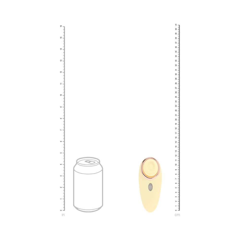 LoveLine Aurie AirTapTech Rechargeable Vibrator Yellow next to a can for size comparison.