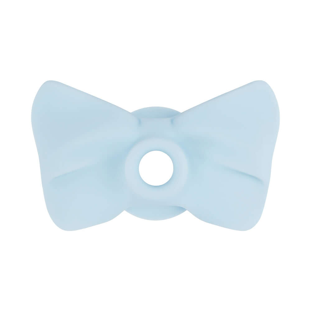 LoveLine Darling AirTapTech Rechargeable Vibrator Blue silicone bow attachment in light blue color.