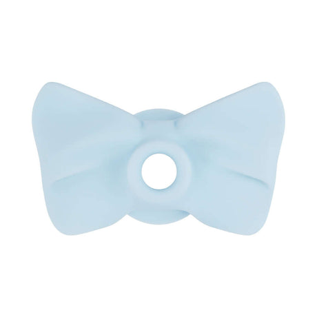LoveLine Darling AirTapTech Rechargeable Vibrator Blue silicone bow attachment in light blue color.