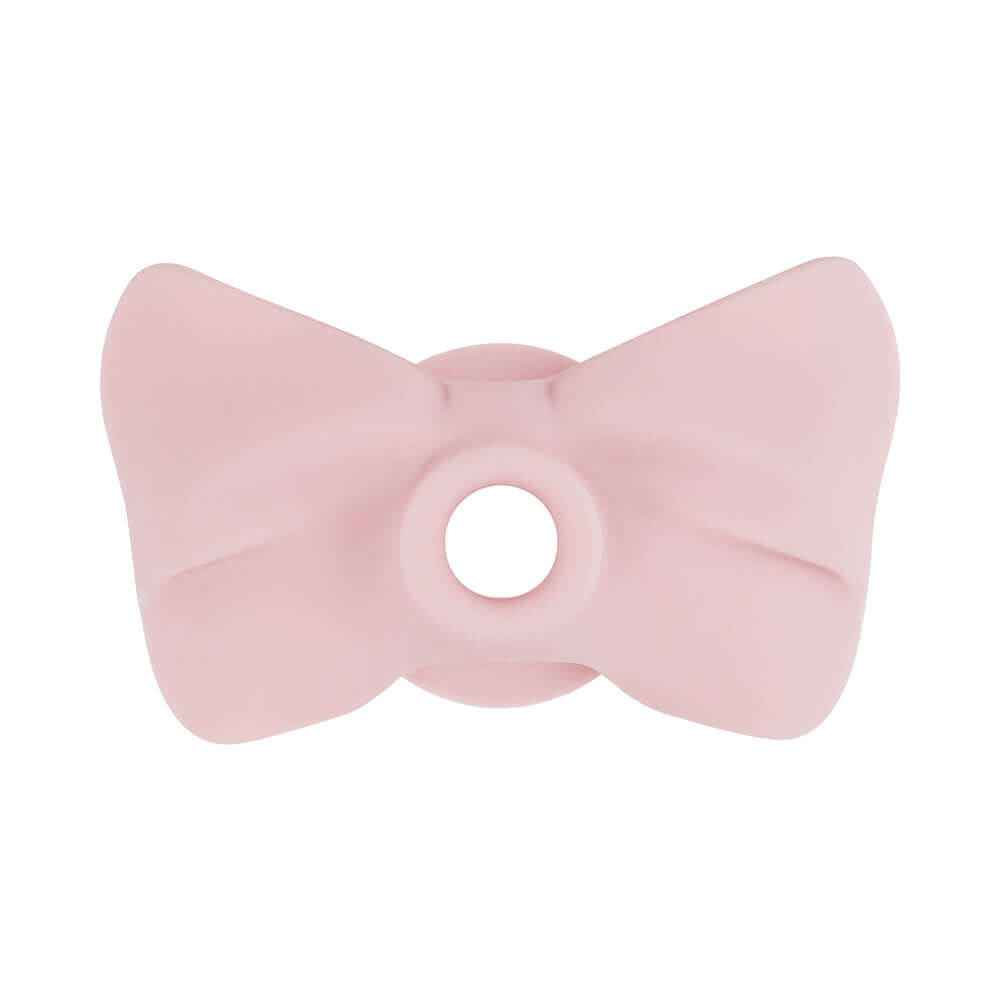 LoveLine Darling AirTapTech Rechargeable Vibrator Pink silicone bow attachment in soft pink color.
