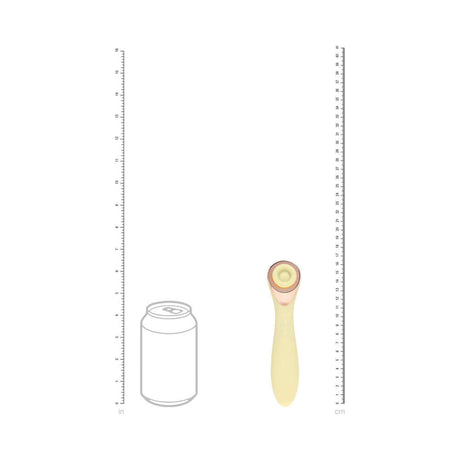 LoveLine Darling AirTapTech Rechargeable Vibrator Yellow with size reference next to a soda can for scale.
