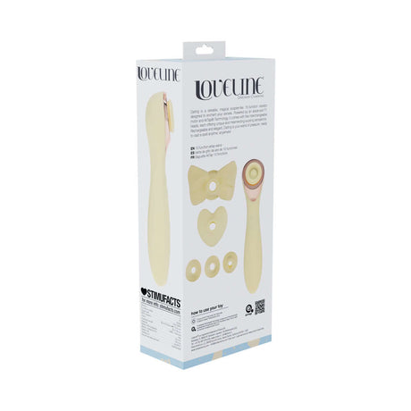 LoveLine Darling AirTapTech Rechargeable Vibrator Yellow packaging showcasing its stylish design and innovative features.