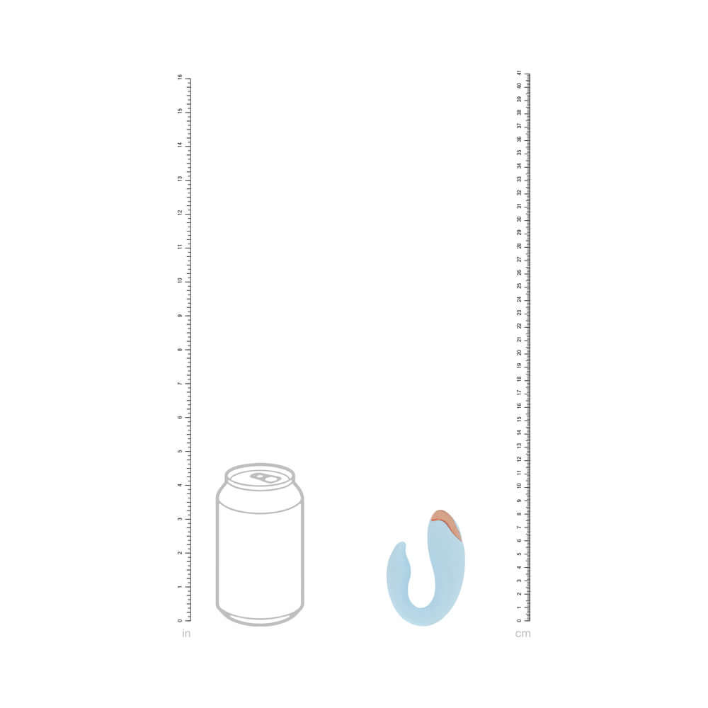 LoveLine Daydream AirTapTech Rechargeable Vibrator Blue next to a soda can for size comparison.