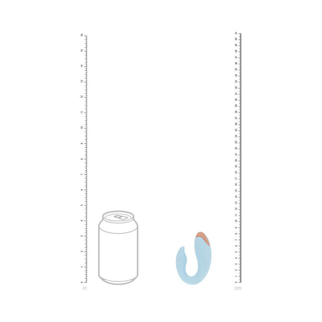 LoveLine Daydream AirTapTech Rechargeable Vibrator Blue next to a soda can for size comparison.