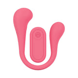 LoveLine FlexEase Bend Vibe Liquid Silicone Pink featuring a dual-ended design with droplet-shaped bulbs for targeted stimulation.