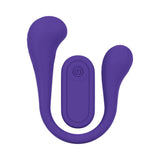 LoveLine FlexEase Bend Vibe Liquid Silicone Purple flexible dual-ended vibrator with vibrating bulbs.