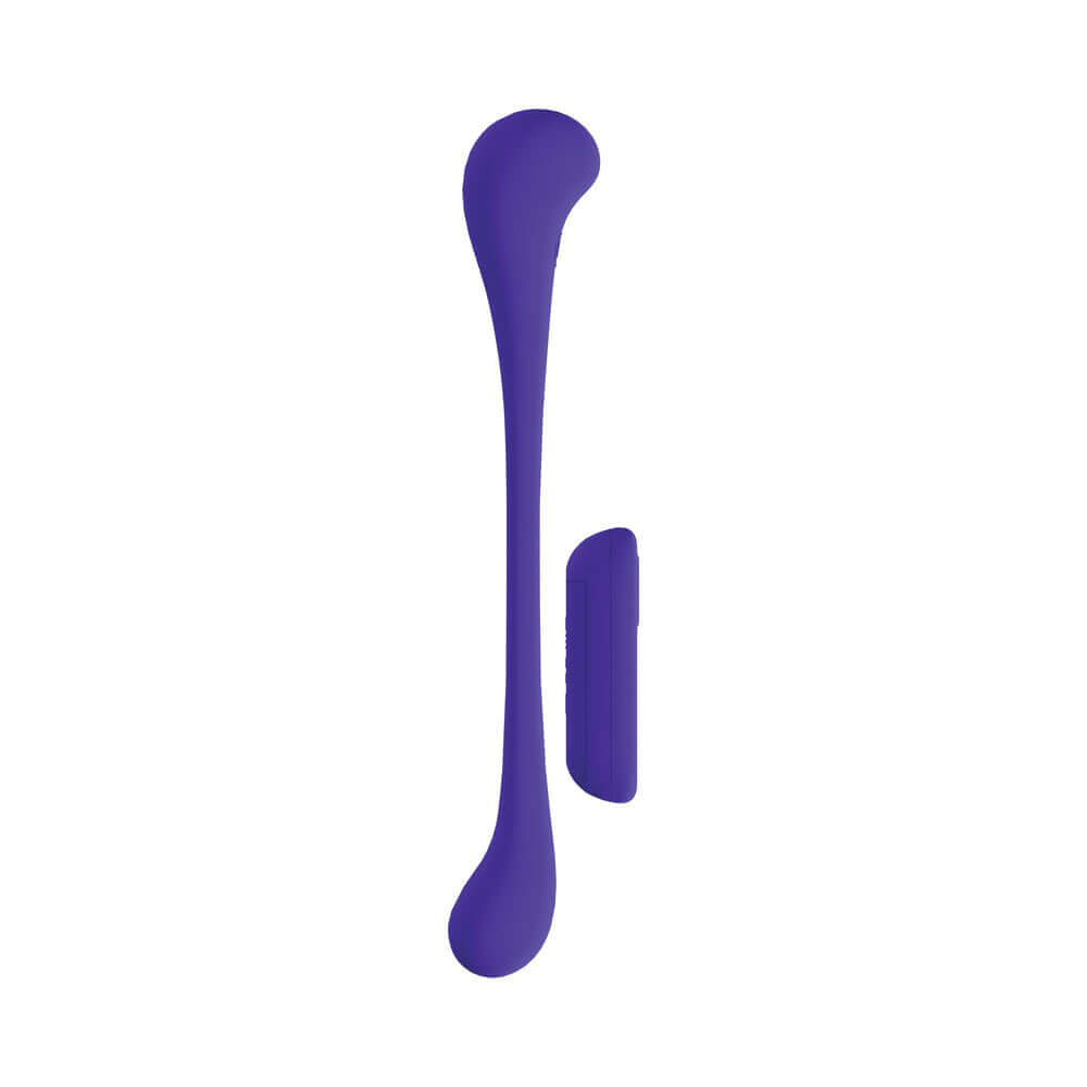LoveLine FlexEase Bend Vibe Liquid Silicone Purple showing flexible dual-ended vibrator design.